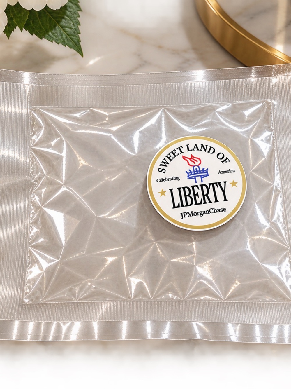 Liberty Round pin  - White and Gold Accent